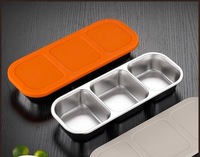 Boîte à repas compartimentée en acier inoxydable 304 avec couvercles en silicone étanches pour la cuisine et les voyages