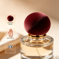 Flacon de parfum en verre transparent de 15 ml avec bouchon sphérique en velours, couvercle floqué coloré, atomiseur vide