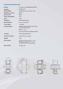 Spm91 אנרגיה שלב מדויק עם פרוטוקול MODBUS-RTU והגנה על סיסמא לניטור כוח טעינה - Product Image 4