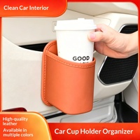 Boîte de rangement multifonctionnelle en cuir pour porte-gobelet de voiture, plateau à boissons, support de téléphone, poubelle pour boisson, pour dossier de siège