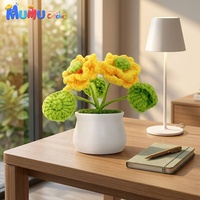 Pot de fleurs en crochet de coton fait main, motif lotus, amigurumi tricoté, décoration de bureau mignonne, cadeau de remise de diplôme ou de Saint-Valentin, personnalisable, vente en gros