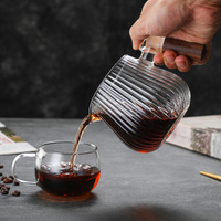 Théière en verre borosilicate haut de gamme faite à la main avec infuseur amovible et poignée en bois – Ensemble café et thé écologique
