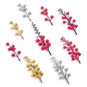 Nouveaux accessoires de noël décoration de la maison fruits rouges artificiels pics de baies Simulation mousse paillettes branches de baies rouges - Product Image 6