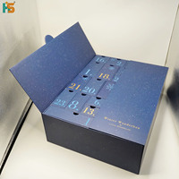 Boîte cadeau de luxe à double porte, personnalisée, vide, pour calendrier de l'avent de Noël avec 24 compartiments pour biscuits, finition mate et gaufrage