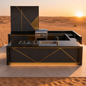 <span class=keywords><strong>Cucina</strong></span> per barbecue e Grill all'aperto di lusso per ville Forno elettrico integrato su misura e griglia in acciaio inossidabile - Product Image 3