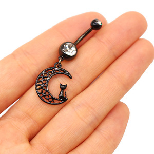 <span class=keywords><strong>Gaby</strong></span> gran oferta de acero inoxidable para mujer Sexy negro colgante corazón vientre Piercing anillo circón piedra cuerpo joyería para bodas - Product Image 6