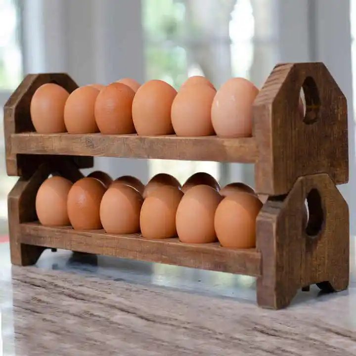 Hölzerner Eierhalter Küche Holz Eier ablage Rustikaler stapelbarer Halter für frische Eier auf dem Bauernhof