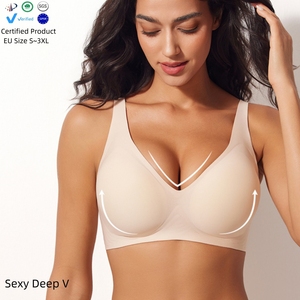 Soutien-gorge sans fil push-up grande <span class=keywords><strong>taille</strong></span> pour <span class=keywords><strong>femme</strong></span>, sans couture, décolleté plongeant, collection pour forte poitrine, avec maintien latéral, en gelée pour le commerce international - Product Image 1