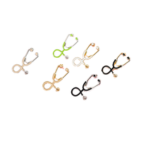 Minuscule or argent médical stéthoscope broche broches pour médecins mariage fiançailles collier broche épinglette bouton Badge en alliage