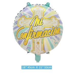 Huaien Factory 18 pulgadas bautismo <span class=keywords><strong>comunión</strong></span> papel de aluminio bola <span class=keywords><strong>fiesta</strong></span> <span class=keywords><strong>globos</strong></span> Festival flotante Pascua atmósfera - Product Image 4