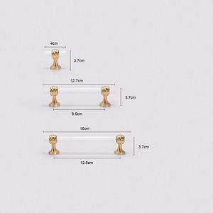 WEKIS Modern Minimalist Acrylic Cabinet Handles & Drawer <b>Pulls</b> Transparent Gold T-<b>Bar</b> Kitchen Dresser Hardware - Product Image 2