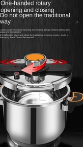 Casserole à pression en acier inoxydable 6L et 8L compatible gaz et induction avec couvercle en verre pour usage domestique - Product Image 5