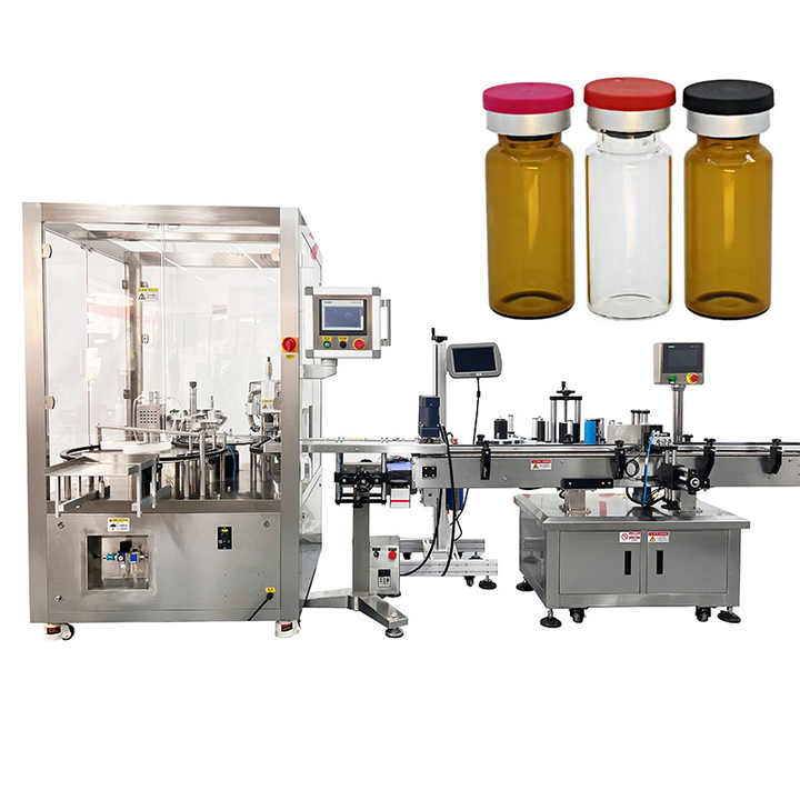 Automatic Vial Bottle Liquid Powder Filling Stoppering Capping Labeling Machine