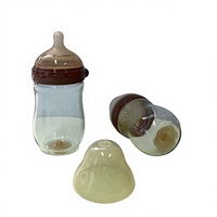 Biberon anti-colique pour nouveau-né sans BPA à fond large en verre imprimé en silicone avec capuchon 0-12 mois