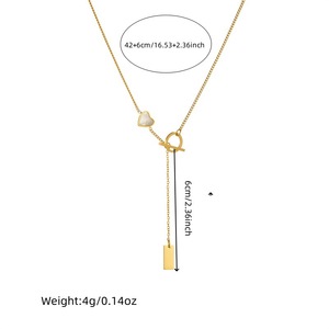 Fashionable Heart Shape Stainless Steel Necklace Gold Plated Pendant OT Buckle Chain Jewelry Gift For Women - Product Image 4