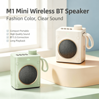 Haut-parleur portable d'extérieur M1 Mini sans fil avec subwoofer 5W, compatible V5.3, haute qualité sonore, prise en charge des cartes TF et AUX, boîtier rechargeable intégré