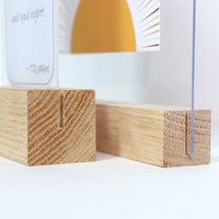 Support en bois usom ogo olid ak naturel ooden ase ard usiness ard enu isplay avec feuille en crylique