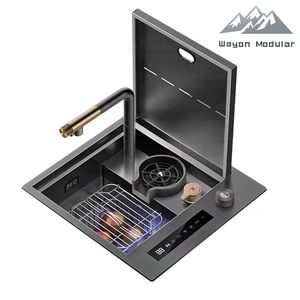 Fregadero Inteligente Wayon de Acero Inoxidable SUS304 con Pantalla Digital Integrada, Grifo en <span class=keywords><strong>Cascada</strong></span> y Enjuagador de Vasos Modelo WW-CFSC - Product Image 6