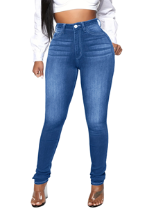 Livraison gratuite aux États-Unis-Best-seller Jeans en denim stretch bleu clair coupe ajustée pour femmes Taille élastique <span class=keywords><strong>Legging</strong></span> skinny crayon d'été - Product Image 6
