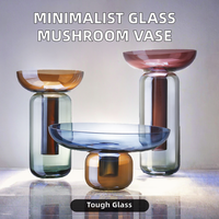 Vase en verre minimaliste pour mariage, style hydroponique, forme de champignon, cylindrique, épais, coloré, fait main, Mr Panda - Offre Spéciale