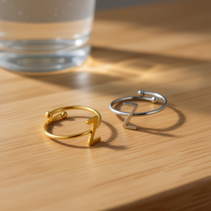 Anello in Acciaio Inossidabile con Lettera Z, Gioiello alla Moda, 6mm, Taglia Regolabile, per Donna e Uomo, Idea Regalo - Product Image 3