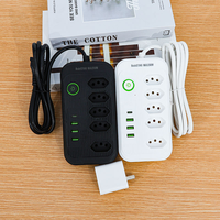 Multiprise Brésilienne NBR 14136 10A en Cuivre avec 5 Prises, 4 Ports USB et Bouton d'Interrupteur Principal – Hub de Charge Standard Brésilien