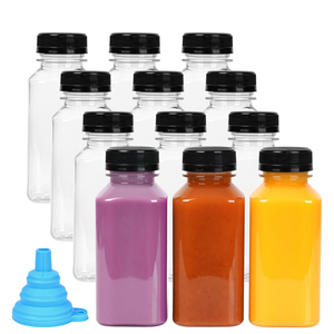 Wholesale 1000ml 500ml 400ml 250ml 200ml French square <b>Glass</b> Beverage Bottles with Plastic Lid for Fruit Juice Milk - Product Image 1