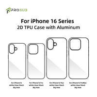 Prosub 2d Sublimation pour étui de téléphone Iphone 16 TPU avec couverture de téléphone portable vierge en feuille d'aluminium