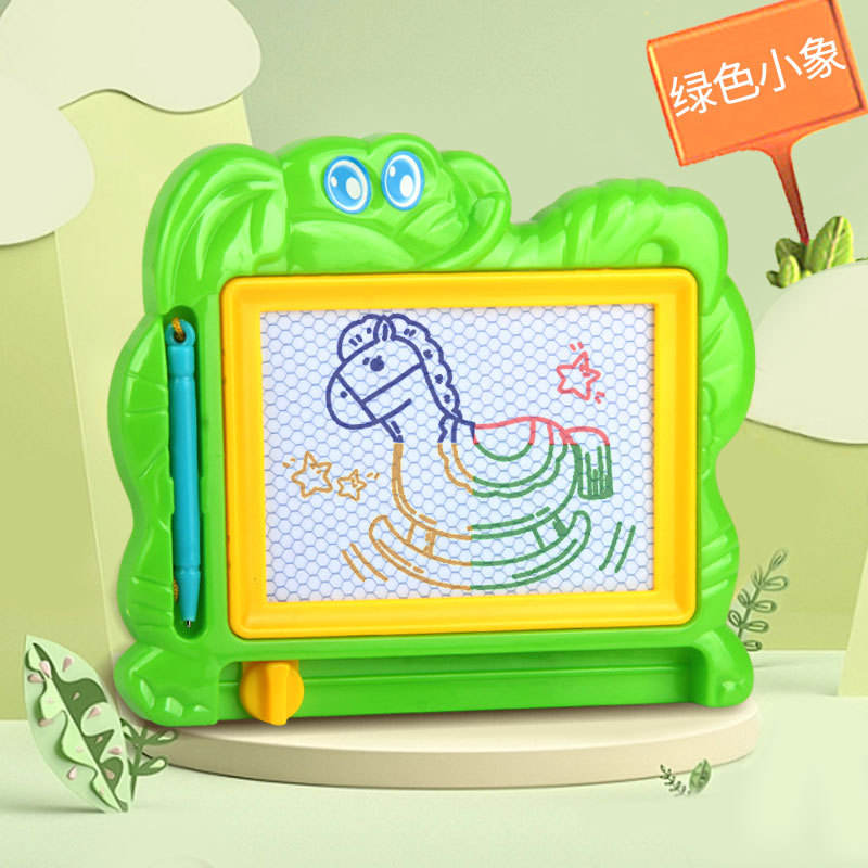 Colorful baby elephant drawing board green