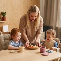 Contenedor Redondo de Silicona de Grado Alimenticio de 150 ml, Recipiente Hermético para Almacenar Alimentos, Juego de Recipientes de Silicona para Snacks de Bebé para Niños