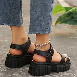 Sandales romaines pour femmes à talon épais et semelle compensée, grande taille, <span class=keywords><strong>nouvelle</strong></span> collection été 2026, décontractées et polyvalentes, avec semelle en éponge, pour le commerce extérieur - Product Image 4