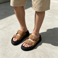 Sandales d'été respirantes à bout ouvert pour hommes, style OEM/ODM, à deux brides, plateforme, réglables, avec semelle épaisse antidérapante en métal, pour l'extérieur et la ville