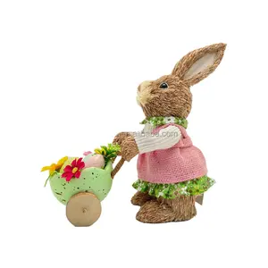 SYART 2024 Easter Customized Spring Home Table Decor Easter Bunny Straw Rabbit Easter Decoration