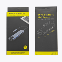 Hub USB-C 6 en 1 con Logotipo Personalizado OEM, Ethernet, HDTV 4K, RJ45 de 100 Mbps, USB 3.0, Base de Conexión de Aleación de Aluminio, en Stock