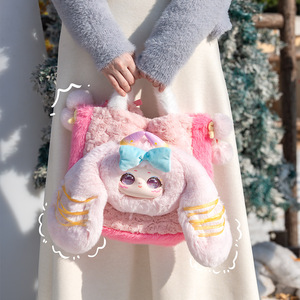 Samari <b>Plush</b> Tote Bag <b>Large</b> Red Bunny Design For Youth Unisex Toy Purse - Product Image 2