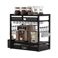 Oniya, support de rangement coulissant à 4 niveaux pour accessoires de café, pour 63 capsules grandes ou 80 capsules petites, compatible avec les dosettes K-Cup
