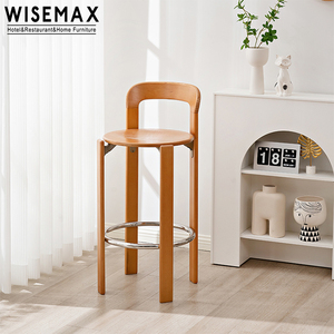 WISEMAX FURNITURE Modern Living Room Furniture High bar Stool <strong>Black</strong> Wood Frame Restaurant bar <strong>Chair</strong> Without <strong>Arm</strong> - Product Image 3