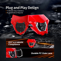 Lampu Depan LED Bersertifikasi E-mark dengan Masker Merah untuk Motor Enduro Lampu Depan LED untuk Sepeda Motor Off-road Kawasaki
