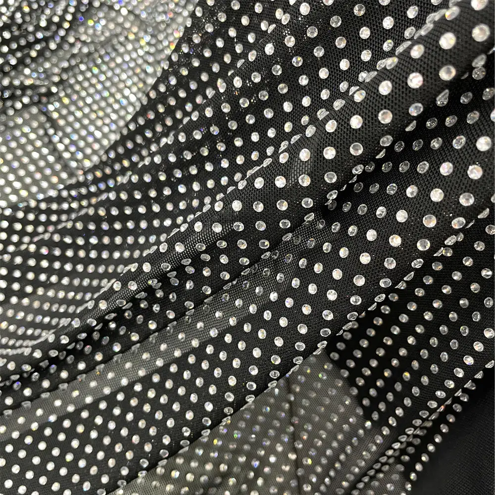 va162 bling bling SS10 diamond elastic rhinestone fabric mesh crystal rhinestone net mesh