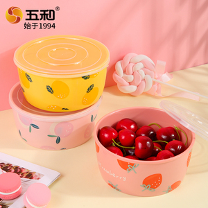 Wuhe Fruit Preservation Bowl Resin Melamine With Lid Lunch <b>Box</b> Rice <b>Noodle</b> Salad Bowl Home Use - Product Image 1
