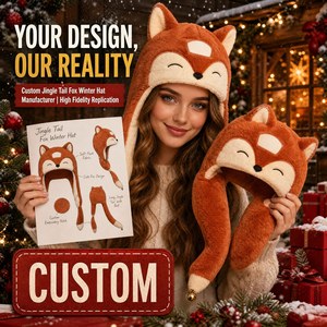Cappello Invernale Personalizzato a Coda di <span class=keywords><strong>Volpe</strong></span>, Cappello Animale con Coda Lunga, Produttore OEM ODM, Morbido Peluche, Regalo Invernale Indossabile con Logo Personalizzato - Product Image 1