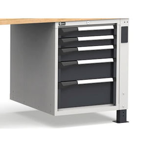 Fami Master 300cm établi réglable en gris avec plateau en bois, porte et 5 tiroirs - Product Image 4