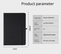 Carnet de notes A5 en papier noir imprimé avec bande élastique, logo personnalisé, reliure cousue, organisateur scolaire, cadeau