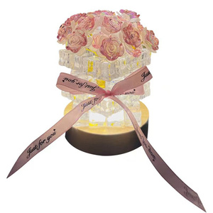 Filles Femme Adolescents Décor À La Maison pour <span class=keywords><strong>Chambre</strong></span> Salon Fête Mariage Valentine Rose Fleur Arbre <span class=keywords><strong>Led</strong></span> Rose Cube lampe de table Cadeau - Product Image 6