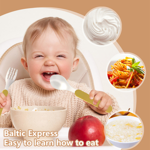 Utensilios de Comedor de Grado Alimenticio <span class=keywords><strong>para</strong></span> Bebés, Cucharas de Silicona No Tóxicas, Tenedor y Cuchara <span class=keywords><strong>para</strong></span> la Primera Etapa de Alimentación Infantil - Product Image 3