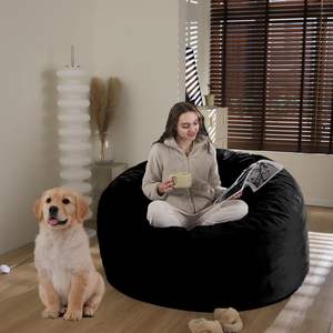 เก้าอี้บีนแบ็กโซฟาแบบพับได้ขนาดใหญ่สำหรับเด็กและผู้ใหญ่ผ้าขนเฟอร์เทียมเนื้อนุ่มพร้อมเมมโมรี่โฟมสำหรับใช้ในบ้านและนอน - Product Image 5