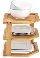 Étagère d'angle en bambou sur pied Organisateur de rangement Étagère d'angle de cuisine à 3 niveaux pour assiettes-Armoire de comptoir et garde-manger Organisation