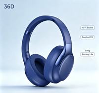 Harga Pabrik Headphone Nirkabel Over Ear dengan Mikrofon Terintegrasi untuk Panggilan Hands-free AAC JL Chipset Penggunaan Penerbangan Musik Stereo HiFi