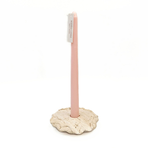 Base per Candela in Travertino NANWEI, Piedistallo a Petalo in Pietra Naturale con Venature Grigie, Centrotavola Decorativo - Product Image 3