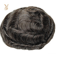 Prothèse capillaire homme en cheveux indiens Remy, densité 120%, ondulation naturelle, base en PU ultra-fine, durable et respirante